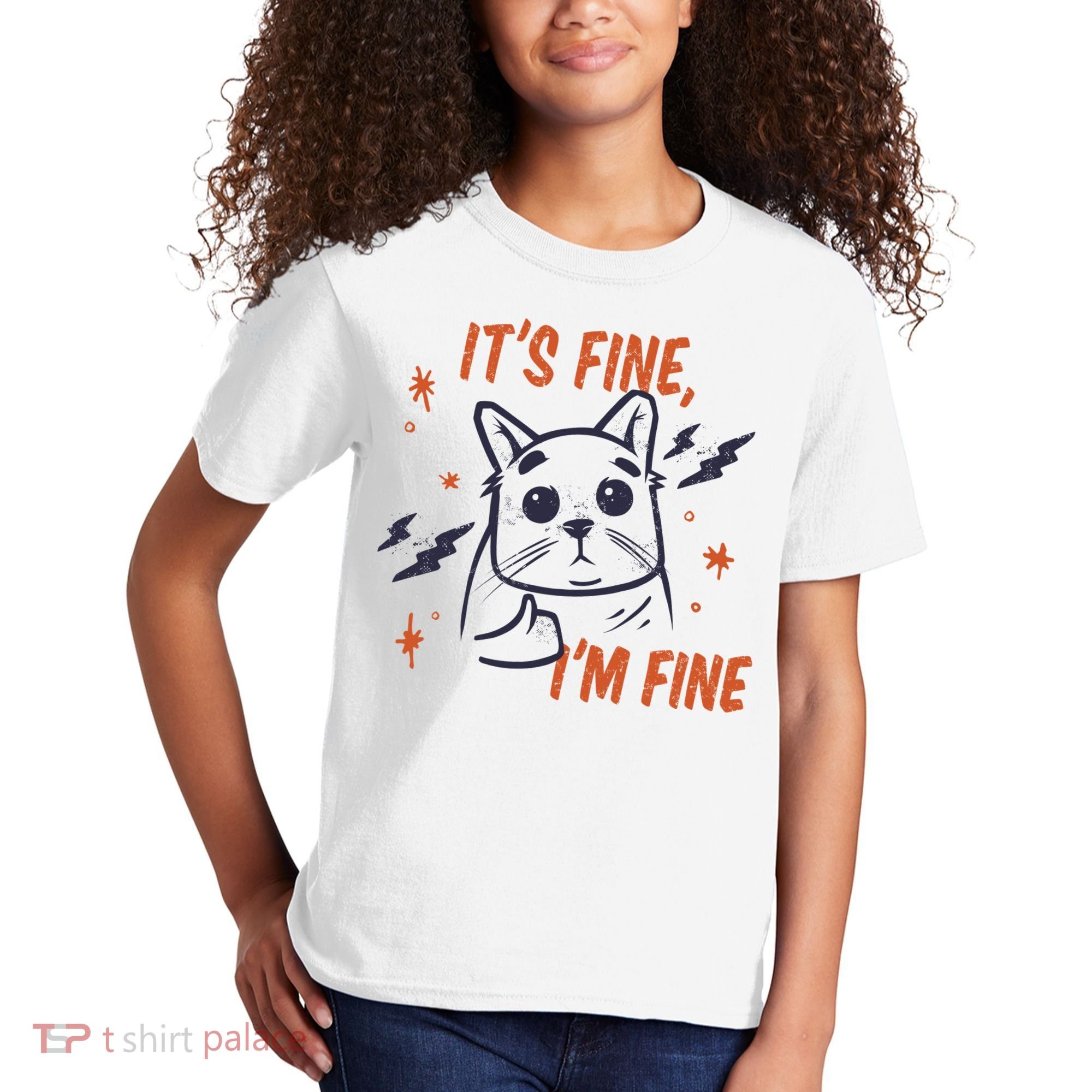 It's Fine I'm Fine Cat Kids T-Shirt