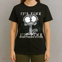 It's Fine I'm Fine Everything Is Fine Cat  T-Shirt thumb 4