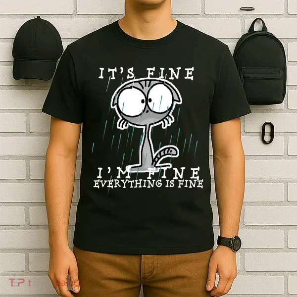 It's Fine I'm Fine Everything Is Fine Cat  T-Shirt