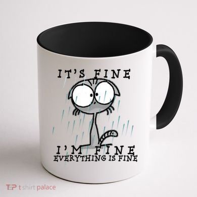 It's Fine I'm Fine Everything Is Fine Cat  Coffee Mug back