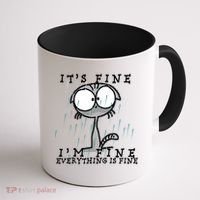 It's Fine I'm Fine Everything Is Fine Cat  Coffee Mug thumb 1