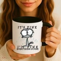 It's Fine I'm Fine Everything Is Fine Cat  Coffee Mug thumb 3
