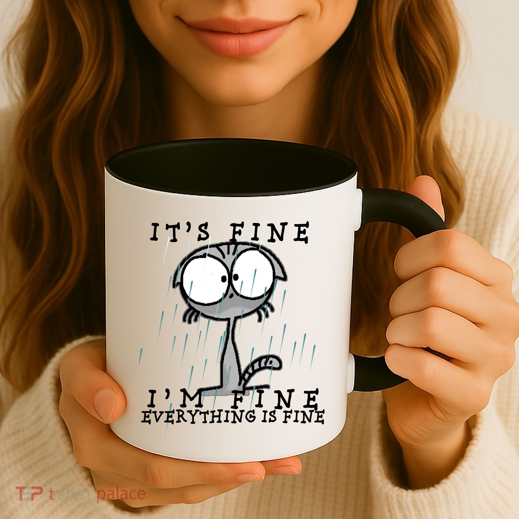 It's Fine I'm Fine Everything Is Fine Cat  Coffee Mug