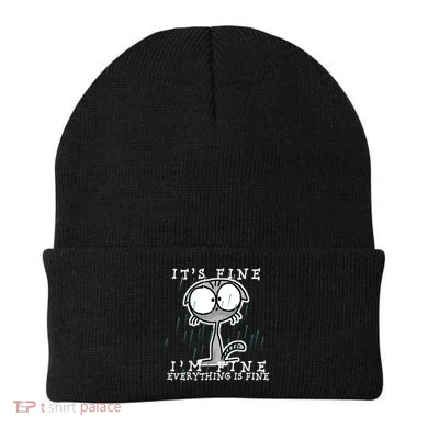 It's Fine I'm Fine Everything Is Fine Cat  Beanie