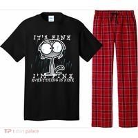 It's Fine I'm Fine Everything Is Fine Cat  Pajama Set thumb 0