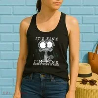It's Fine I'm Fine Everything Is Fine Cat  Women's Tank Top thumb 2