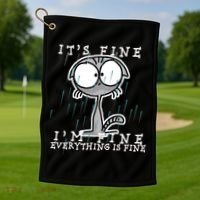 It's Fine I'm Fine Everything Is Fine Cat  Golf Towel thumb 1