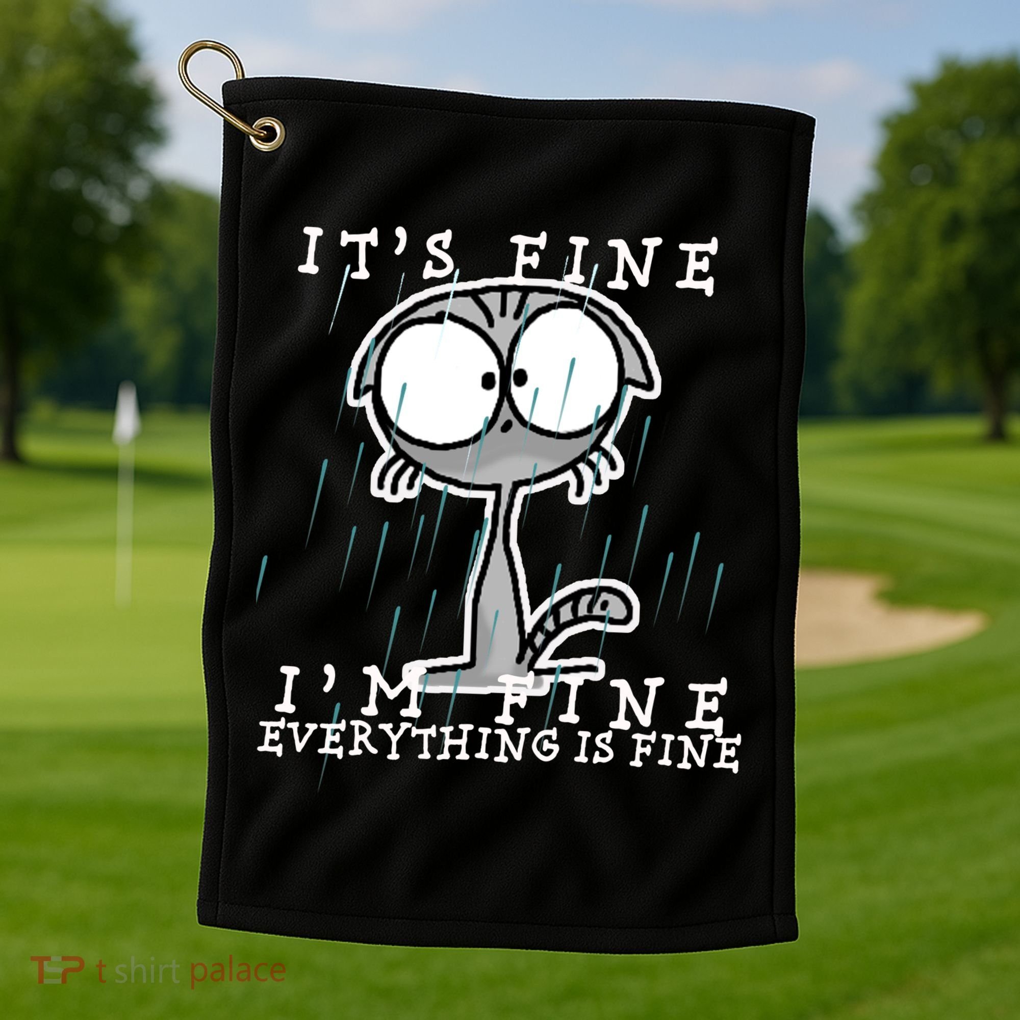 It's Fine I'm Fine Everything Is Fine Cat  Golf Towel