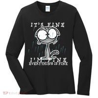 It's Fine I'm Fine Everything Is Fine Cat  Women's Long Sleeve Shirt thumb 0