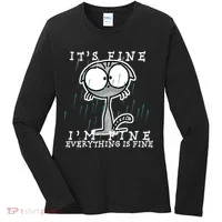 It's Fine I'm Fine Everything Is Fine Cat  Women's Long Sleeve Shirt thumb 0