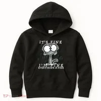 It's Fine I'm Fine Everything Is Fine Cat  Kids Hoodie thumb 0