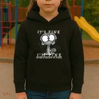 It's Fine I'm Fine Everything Is Fine Cat  Kids Hoodie thumb 3