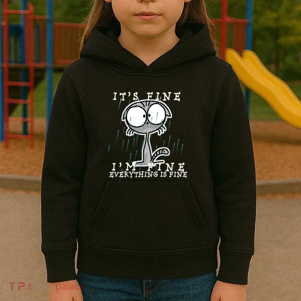 It's Fine I'm Fine Everything Is Fine Cat  Kids Hoodie