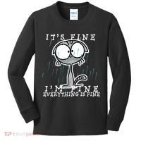 It's Fine I'm Fine Everything Is Fine Cat  Kids Long Sleeve Shirt thumb 0