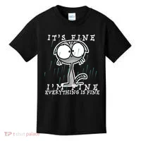 It's Fine I'm Fine Everything Is Fine Cat  Kids T-Shirt thumb 0