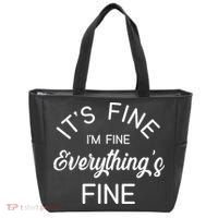 It's Fine I'm Fine Everything is FINE Funny Meme Tote Bag thumb 0