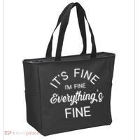 It's Fine I'm Fine Everything is FINE Funny Meme Tote Bag thumb 2
