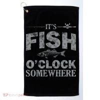 It's Fish O'Clock Somewhere Funny Golf Towel thumb 0