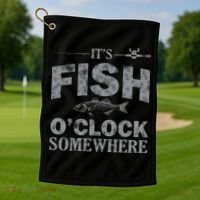 It's Fish O'Clock Somewhere Funny Golf Towel thumb 1