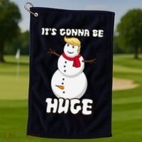 It's Gonna Be Huge Trump Christmas Snowman Golf Towel thumb 1