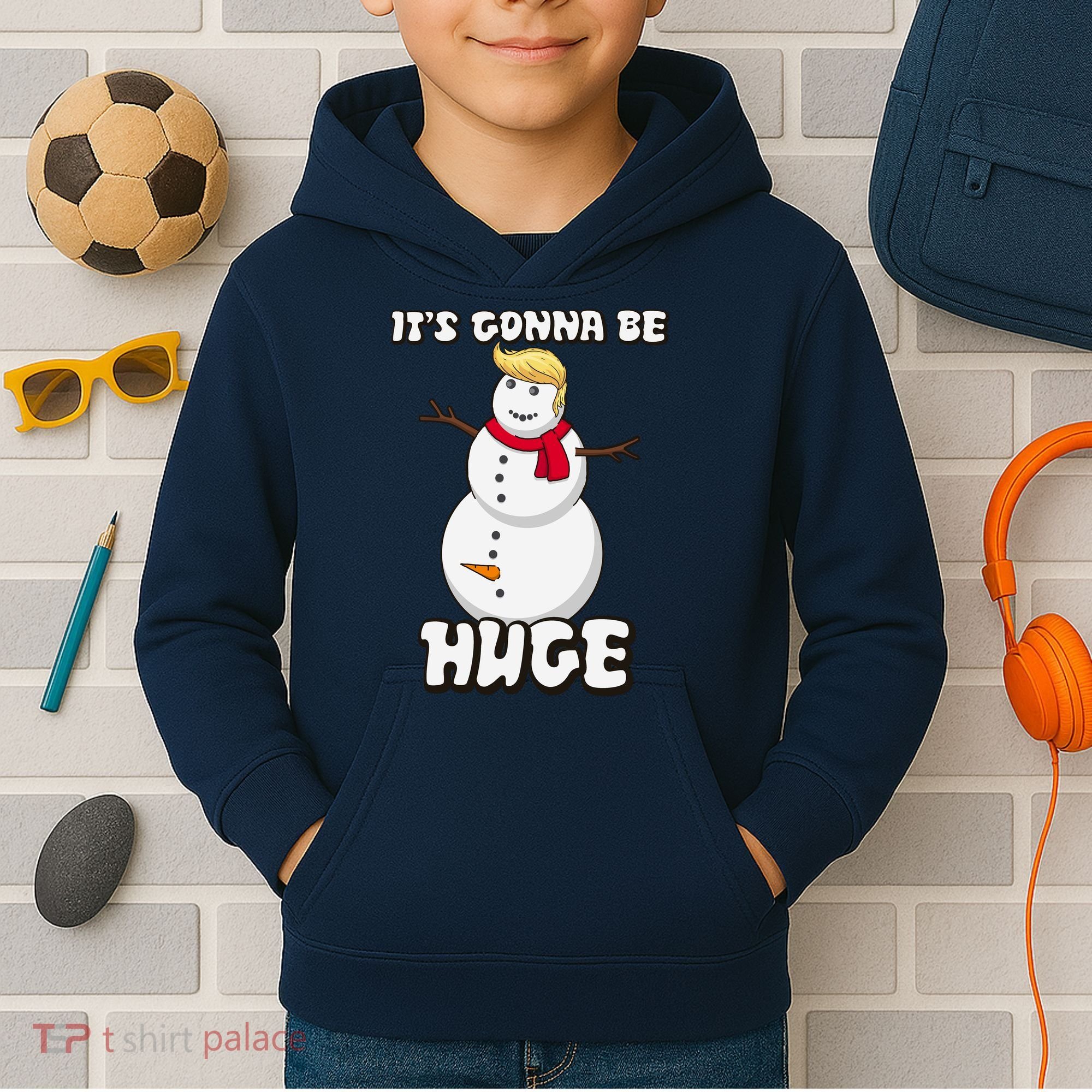 It's Gonna Be Huge Trump Christmas Snowman Kids Hoodie