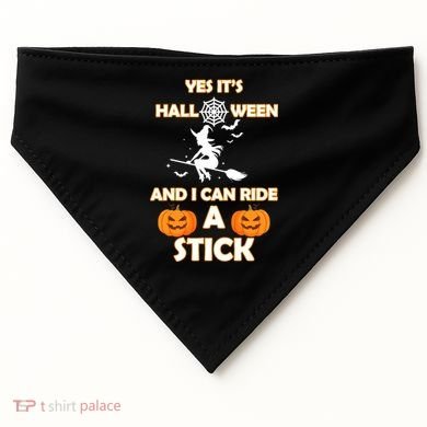 Its Halloween & I Can Ride a Stick Witch USA-Made Doggie Bandana