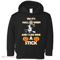 Its Halloween & I Can Ride a Stick Witch Toddler Hoodie thumb 0
