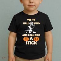 Its Halloween & I Can Ride a Stick Witch Toddler T-Shirt thumb 2