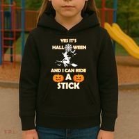 Its Halloween & I Can Ride a Stick Witch Kids Hoodie thumb 3