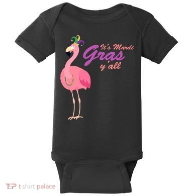 IT's Mardi Gras Flamingo Baby Bodysuit