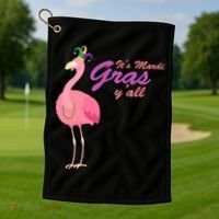 IT's Mardi Gras Flamingo Golf Towel thumb 1