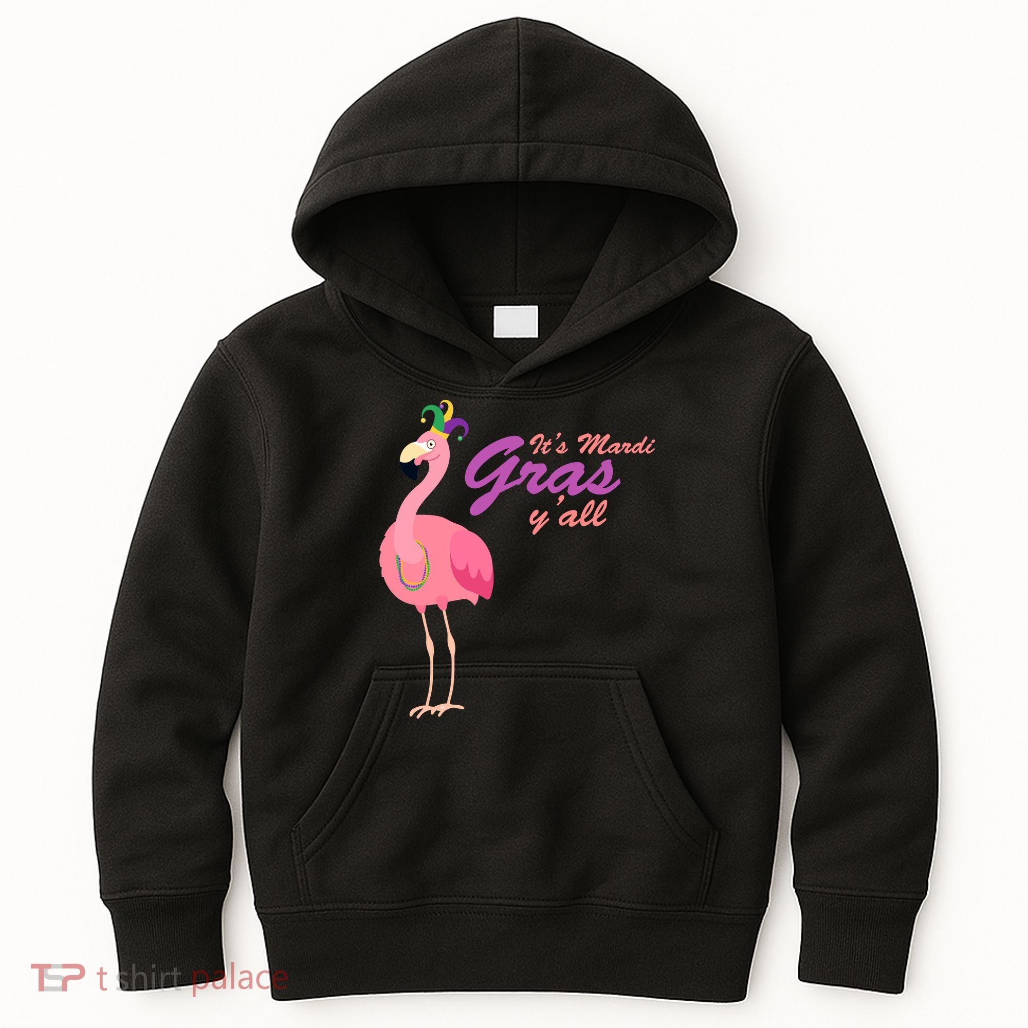 IT's Mardi Gras Flamingo Kids Hoodie