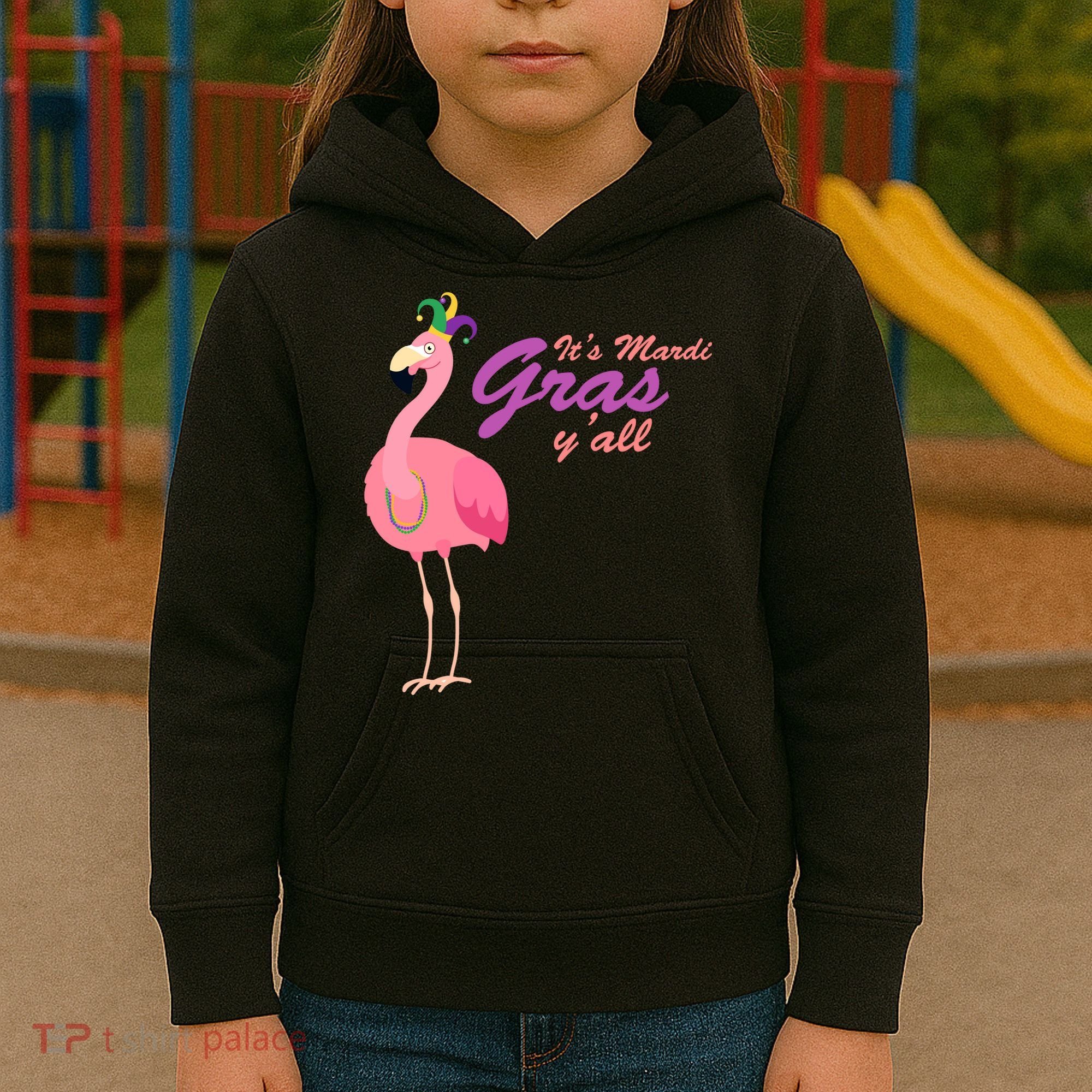 IT's Mardi Gras Flamingo Kids Hoodie