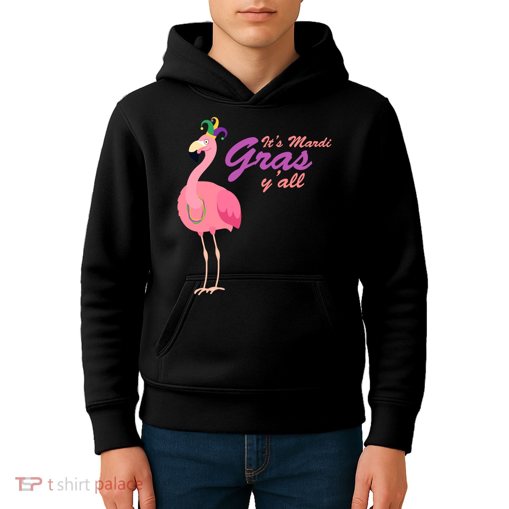 IT's Mardi Gras Flamingo Kids Hoodie