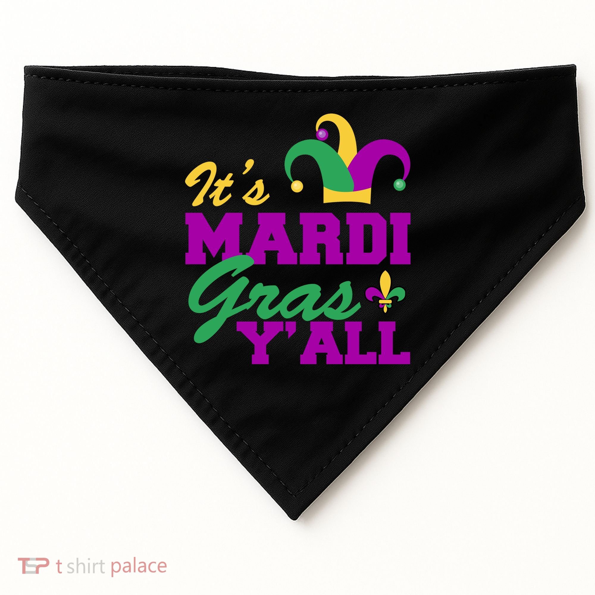 It's Mardi Gras Y'all New Orleans Celebration USA-Made Doggie Bandana