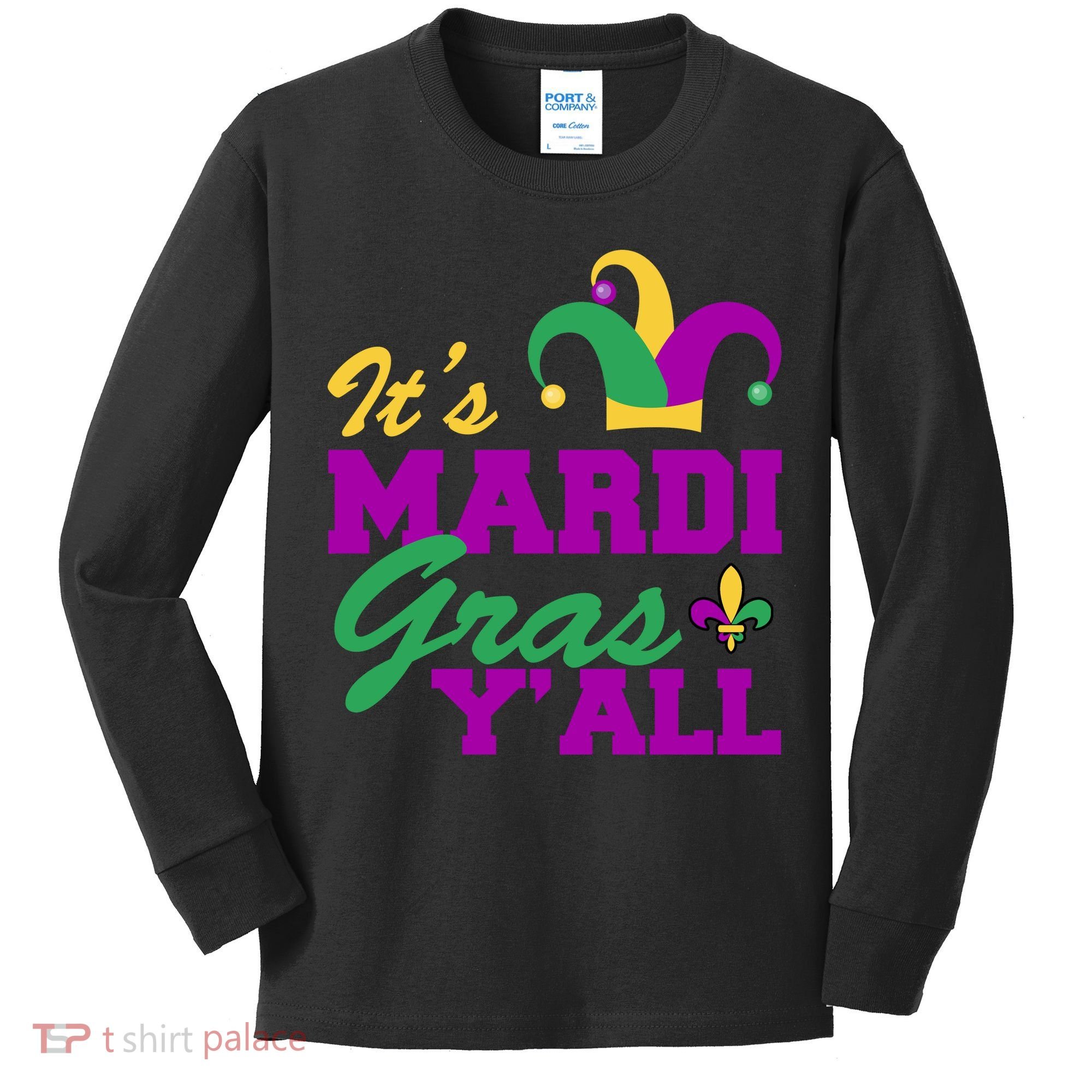 It's Mardi Gras Y'all New Orleans Celebration Kids Long Sleeve Shirt