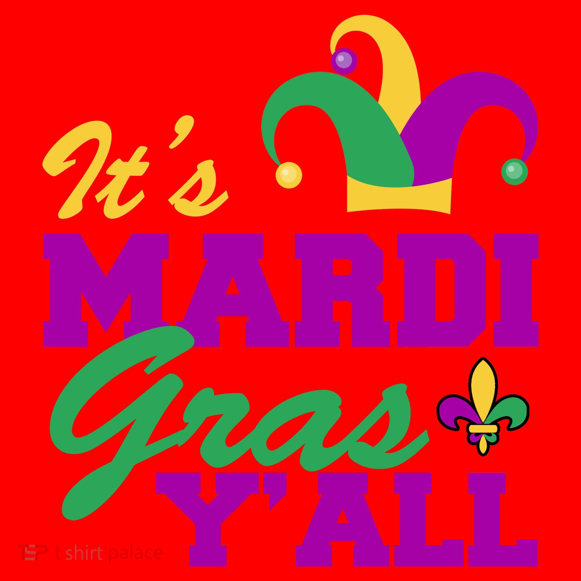 It's Mardi Gras Y'all New Orleans Celebration Santa Hat