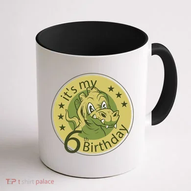 It's My 6th Birthday Dinosaur Coffee Mug back