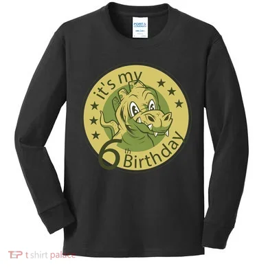 It's My 6th Birthday Dinosaur Kids Long Sleeve Shirt