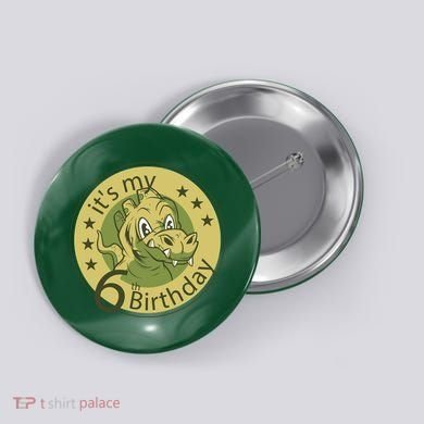 It's My 6th Birthday Dinosaur Button