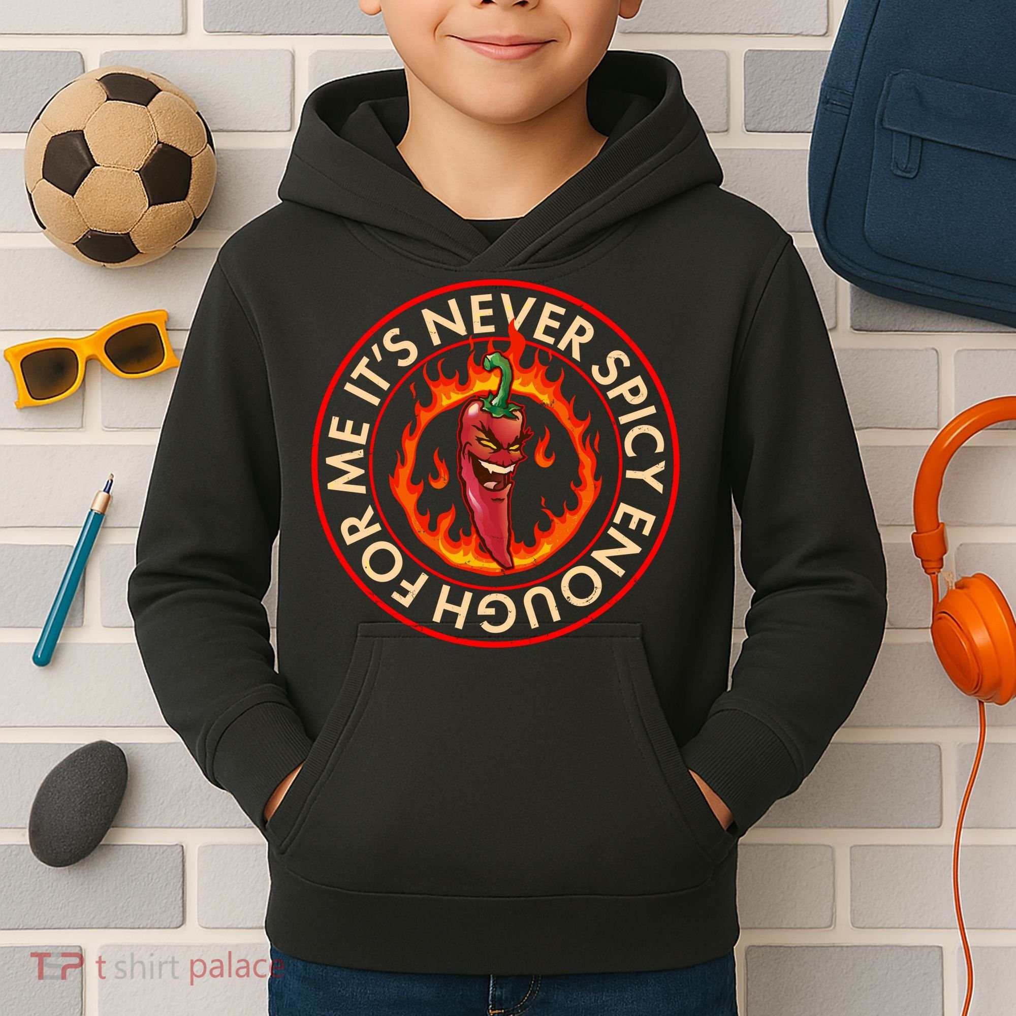 It's Never Spicy Enough For Me Evil Hot Chili Pepper Kids Hoodie