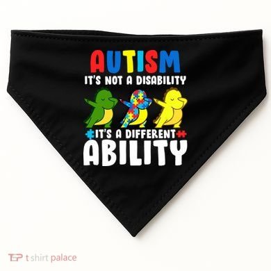 It's Not A Disability Ability Autism Dinosaur Dabbing USA-Made Doggie Bandana