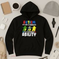 It's Not A Disability Ability Autism Dinosaur Dabbing Hoodie thumb 3