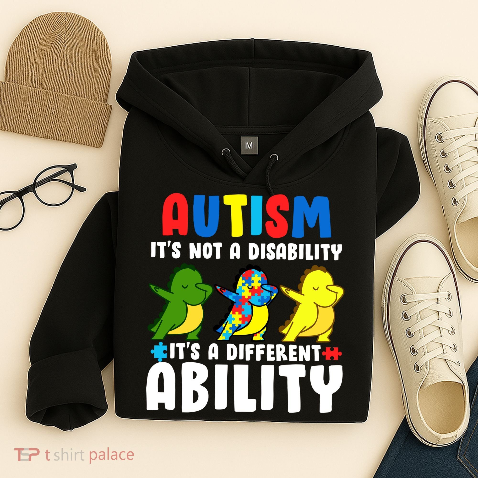 It's Not A Disability Ability Autism Dinosaur Dabbing Hoodie