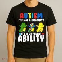 It's Not A Disability Ability Autism Dinosaur Dabbing T-Shirt thumb 3