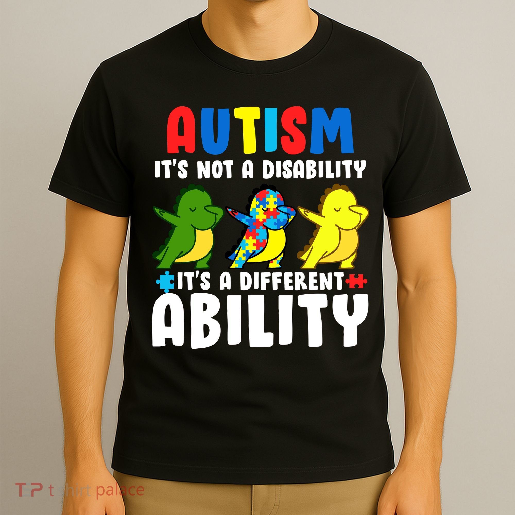 It's Not A Disability Ability Autism Dinosaur Dabbing T-Shirt