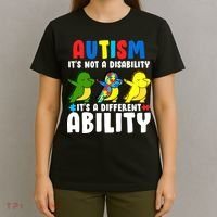 It's Not A Disability Ability Autism Dinosaur Dabbing T-Shirt thumb 4