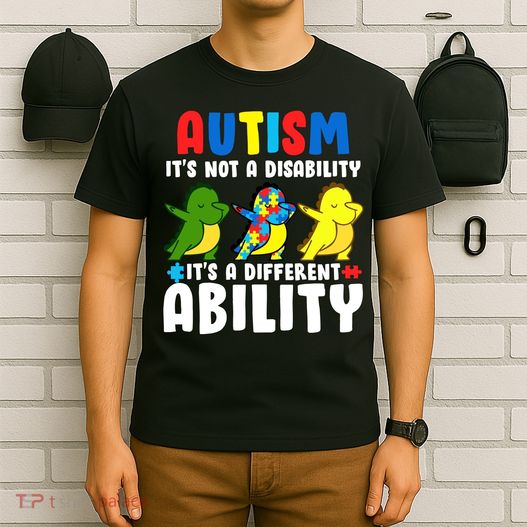 It's Not A Disability Ability Autism Dinosaur Dabbing T-Shirt