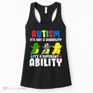 It's Not A Disability Ability Autism Dinosaur Dabbing Women's Tank Top