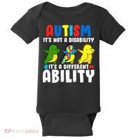 It's Not A Disability Ability Autism Dinosaur Dabbing Baby Bodysuit thumb 0
